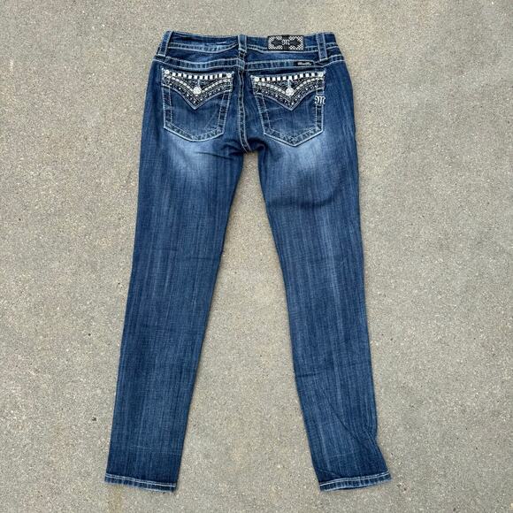 Miss Me Signature Skinny Bling Faux Flap Pocket Jeans Size 28x30 JP72435 - Picture 3 of 9